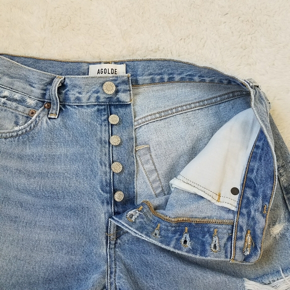 AGOLDE Parker Vintage Cut Off Denim Shorts In Swapmeet - Picture 9 of 11